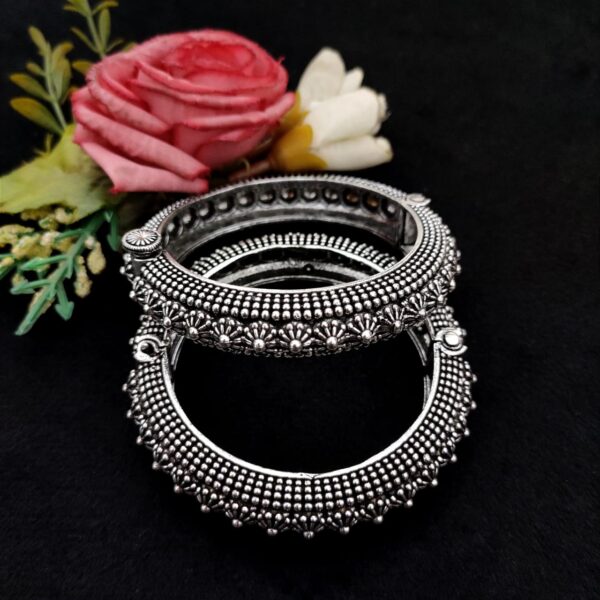 Buy Silver Oxidised Openable Bangles Online