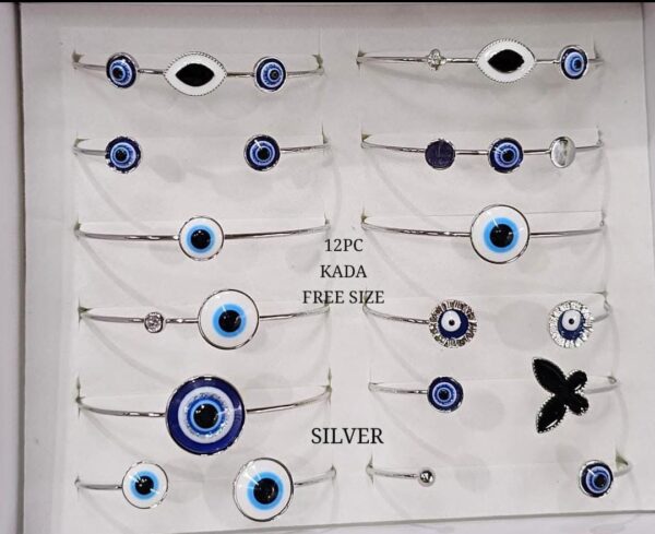 Silver Evil Eyes Bracelets Combo