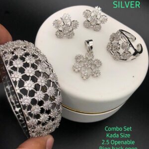 Buy Silver American Diamond Pendant Set Combo Online