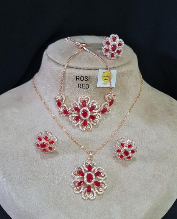 Buy Rose Gold American Diamond Pendant Set Combo Online