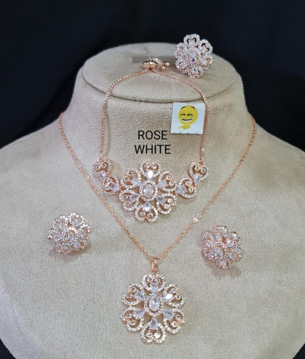 Buy Rose Gold American Diamond Pendant Set Combo Online