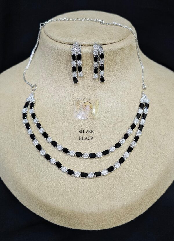 Double Layer American Diamond Necklace Set