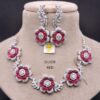 Silver American Diamond Necklace Set - MIB0151