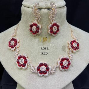 Rose Gold American Diamond Necklace Set