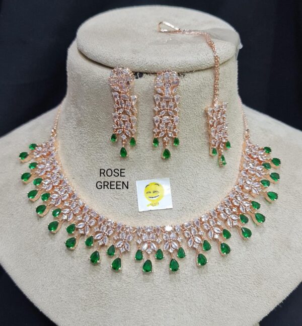 Rose Gold American Diamond Necklace Set