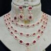 Triple Layer Rose Gold American Diamond Necklace Set