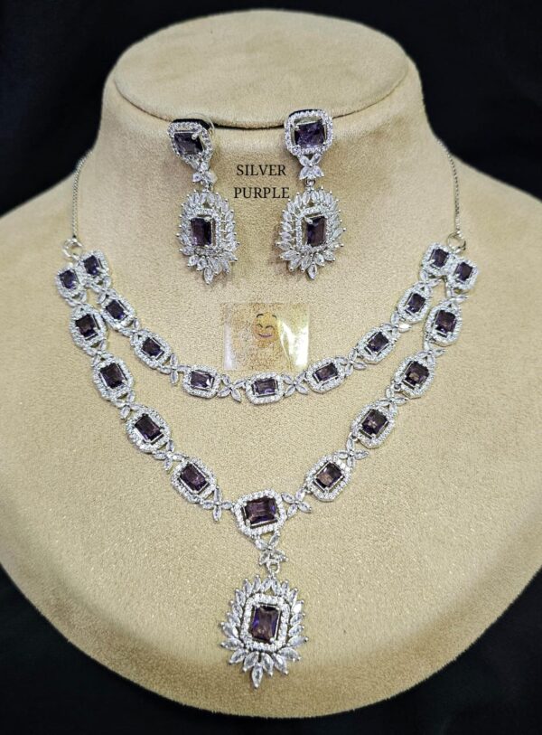 Double Layer American Diamond Necklace Set