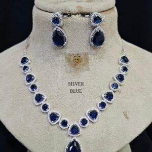 Silver American Diamond Necklace Set