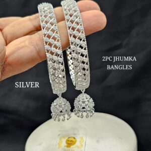 Silver American Diamond Jhumka Bangles