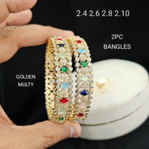 Golden Multi-Colored American Diamond Bangles