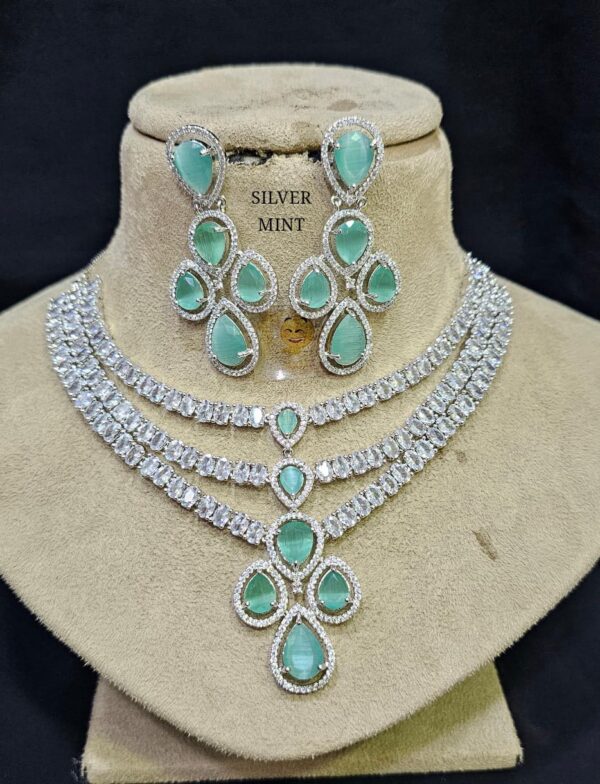 Triple Layer American Diamond Necklace Set